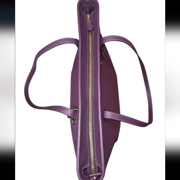 Coach City Zip Tote Purple Saffiano Leather Bag (Style Number F58846) EUC - Picture 8 of 16